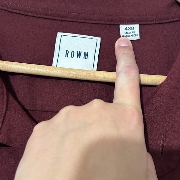 ROWM Men's Big &Tall Button-Up Shirt Burgundy Collared Long Sleeve 4XB - Picture 11 of 12